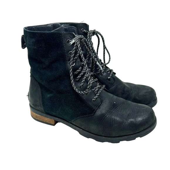 Sorel Emelie II Lace-up‎ Bootie in Black Combat Size 9.5 - Picture 1 of 8